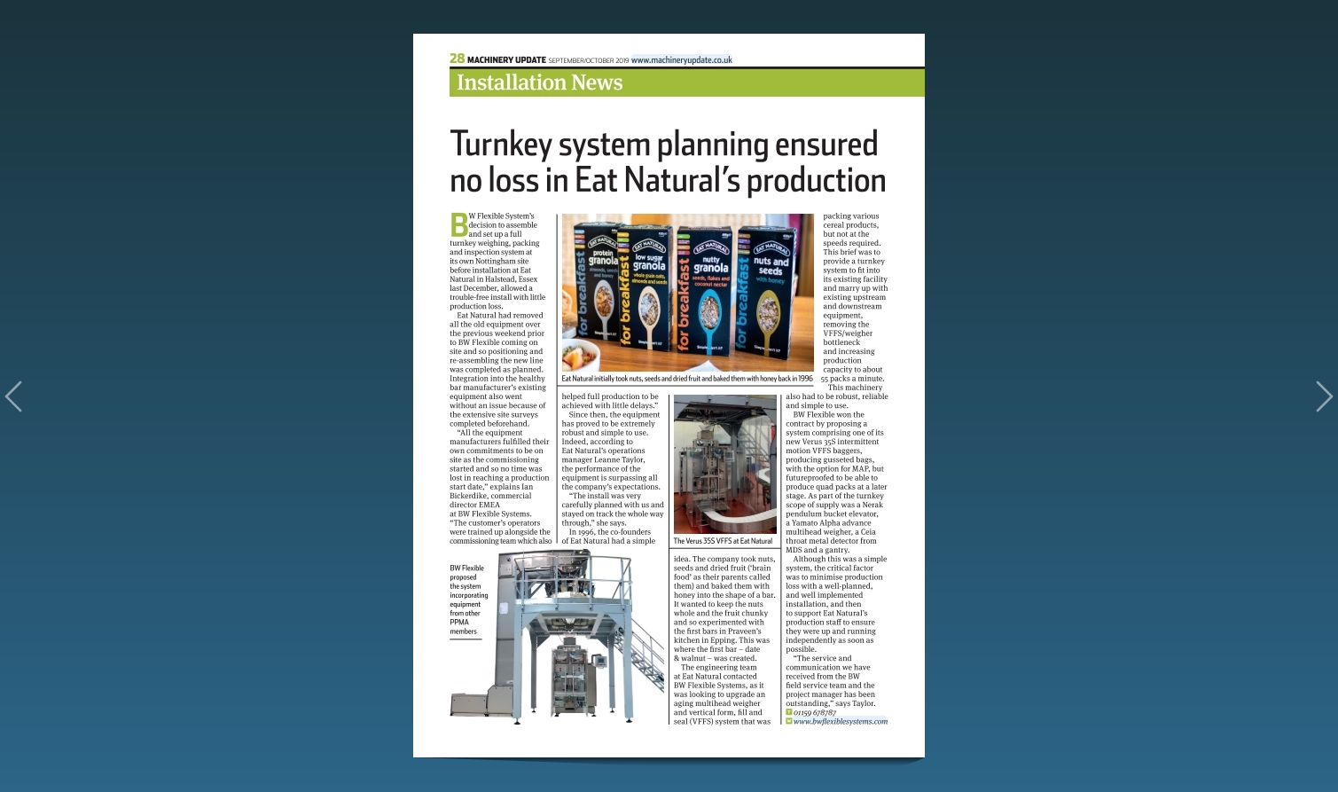 BW Flexible Systems Featured in Machinery Update