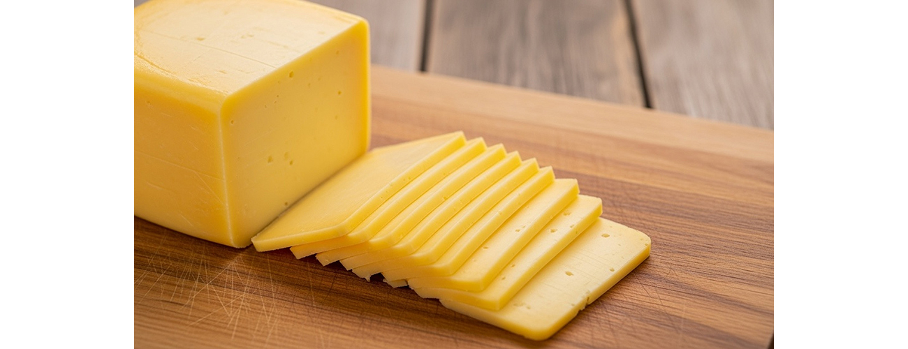 Sliced block yellow cheese