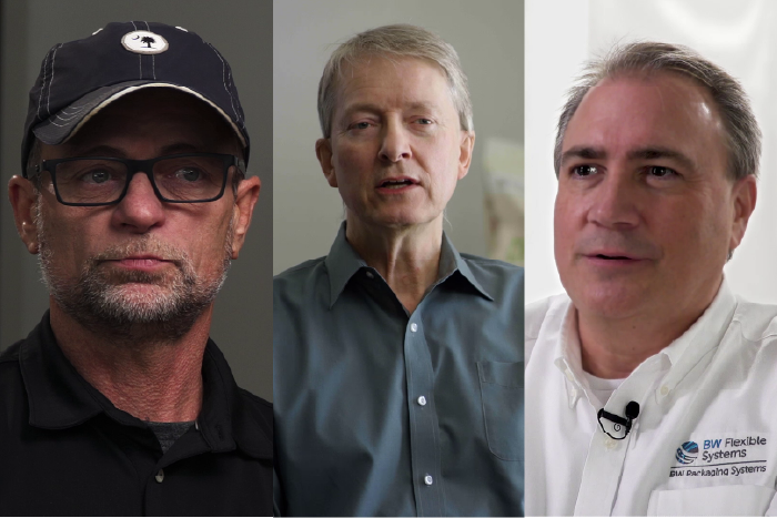 A series of three BW Packaging sales reps mid-interview